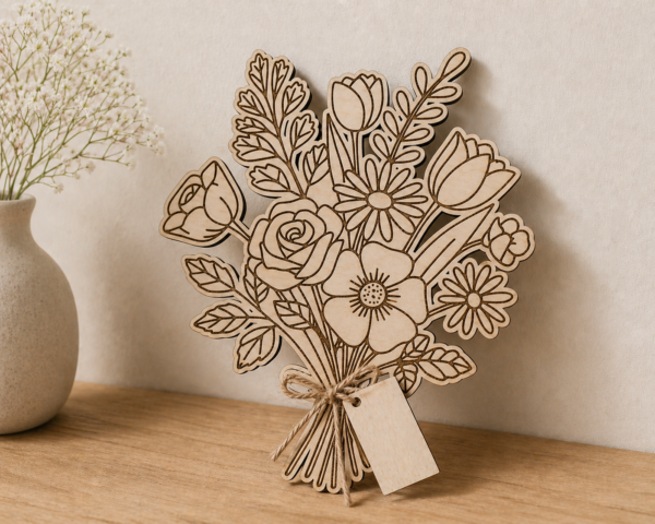 Houten bloemenboeket