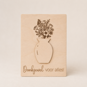 Houten bedankje bloemen