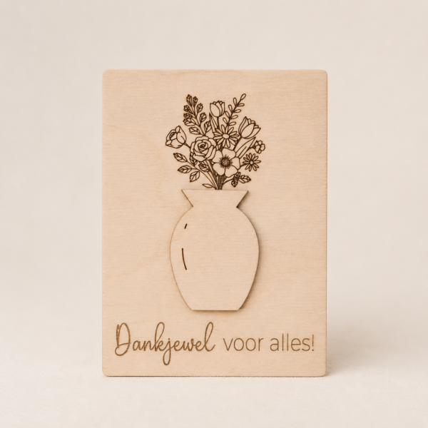 Houten bedankje bloemen