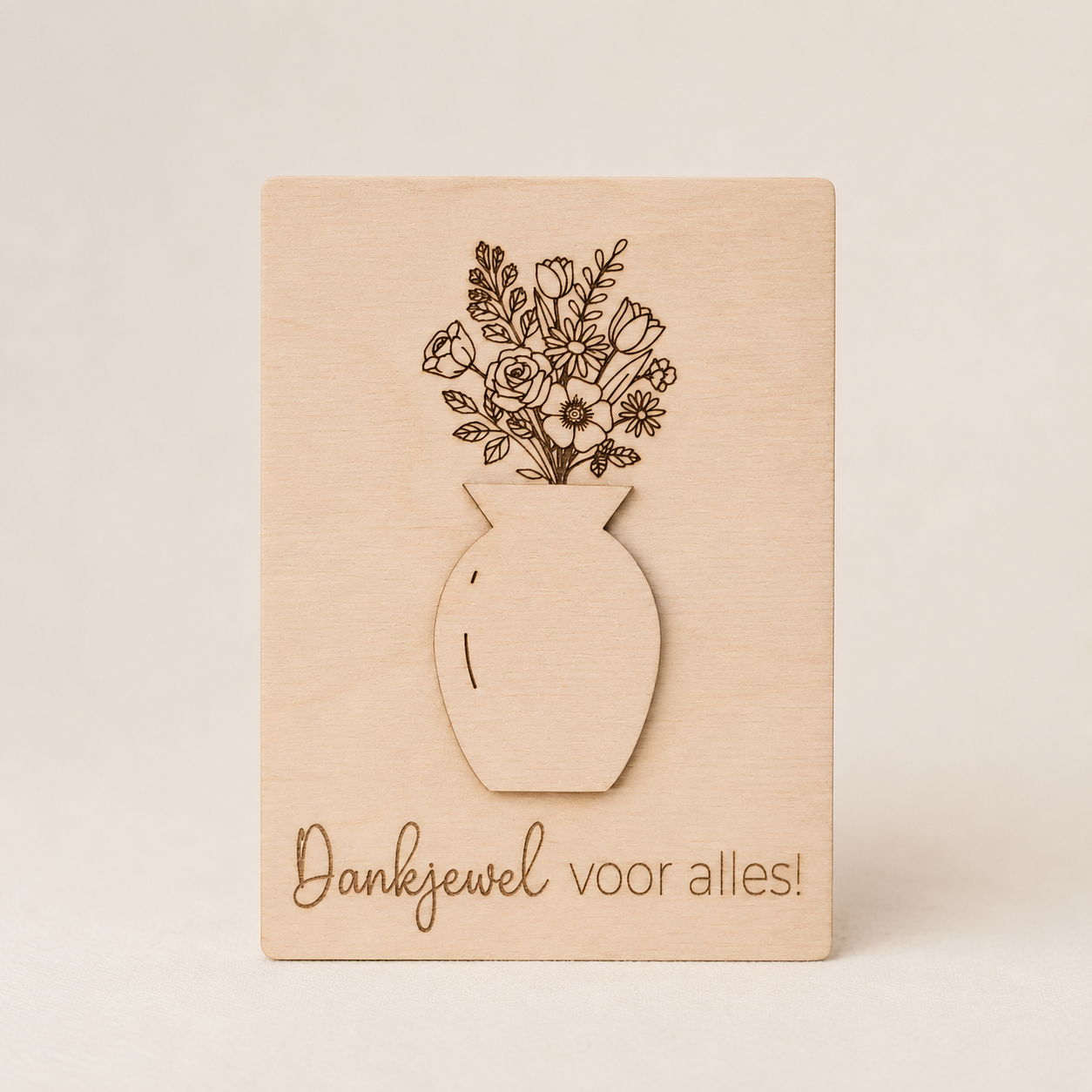 Houten bedankje bloemen - Afbeelding 1